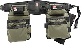 The Diamondback GRRande 2.0 Toolbelt System, Right Handed, Ranger Green, Medium | For Carpenter Framer Roofer | Padded 5 pockets, 13 slots, 2 loops | Holds Drill Bits, Speed Square, Measuring Tape
